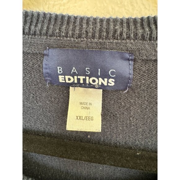 Basic Edition Men's Sweater Size XXL Blue Long Sleeve Sweater oversized pullover - Picture 3 of 7